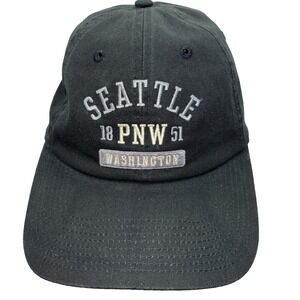 Seattle Washington PNW 1851 Strapback Hat Black OSFA Adjustable Solid
